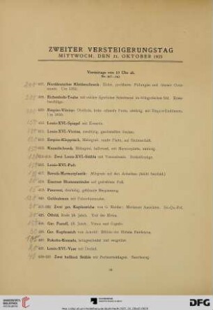 Zweiter Versteigerungstag (Nr. 407-642)