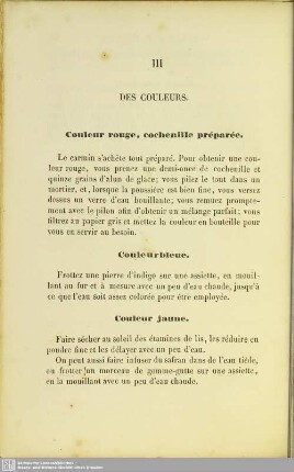 III. Des couleurs