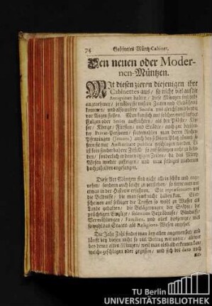 Den neuen oder Modernen-Müntzen.