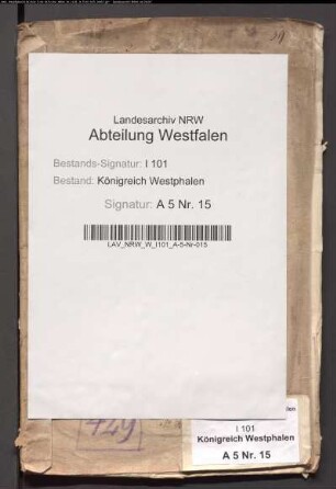 Nachweisungen vom Personalbestand der Männerklöster im Weserdepartement