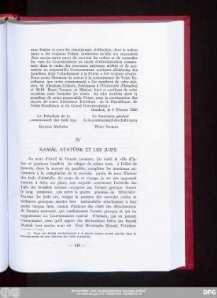 IV Kamâl Atatürk Et Les Juifs