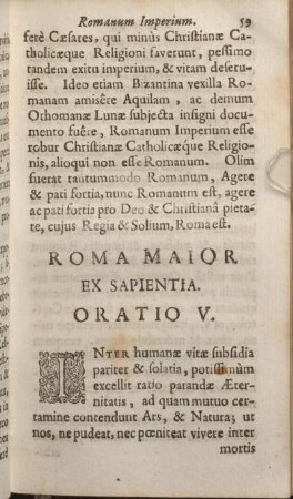 Roma Maior Ex Sapientia. Oratio V.