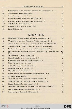 Kabinette (Nr. 482-525)