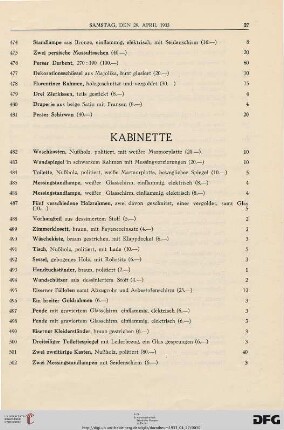 Kabinette (Nr. 482-525)