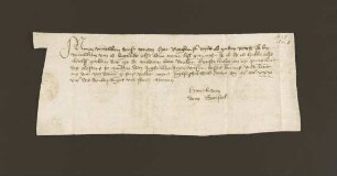 1438.11.07. Bitte des Hinrik van dem Borstel an Bürgermeister und Rat der Stadt Lemgo seine Leibrente von 12 Gulden dem Bruder Ernst Kulemann aus dem Kloster zu Minden auszuhändigen [Beglaubigungsschreiben].