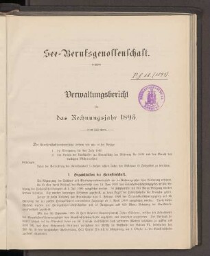 Verwaltungsbericht für das Rechnungsjahr 1895.