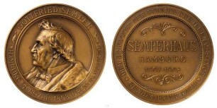 Hamburg: Gottfried Semper, Architekt (1803 - 1879): Medaille auf die Einweihung des Semperhauses in der Spitalerstraße