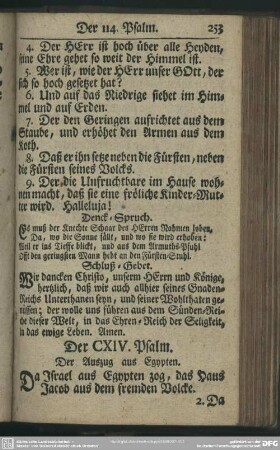 Der CXIV. Psalm : Der Auszug aus Egypten