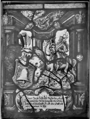 Kloster Lichtental Fürstenkapelle Fenster mit Glasmalerei (16. Jahrhundert) Hauptmann Jakob Füßli und die biblische Schlacht