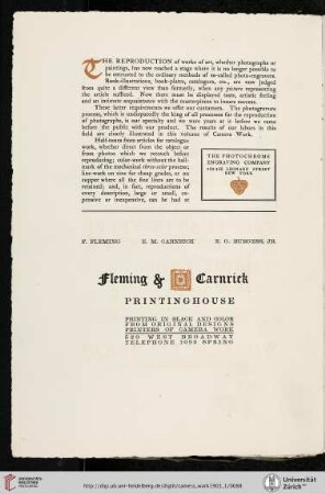 Fleming & Carnrick Printinghouse [Printing in Black and Color]