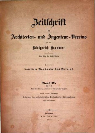 Zeitschrift des Architekten- und Ingenieur-Vereins für das Königreich Hannover. 4. 1858