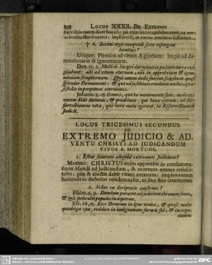 Locus Tricesimus Secundus De Extremo Judicio & Ad. Ventu Chrsti Ad Judicandum Vivos & Mortuos