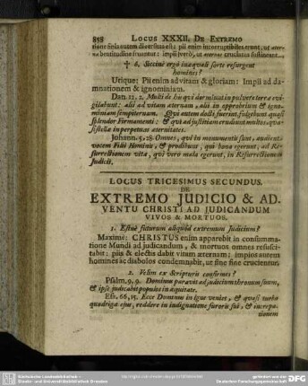 Locus Tricesimus Secundus De Extremo Judicio & Ad. Ventu Chrsti Ad Judicandum Vivos & Mortuos