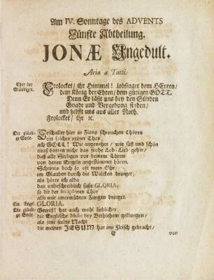 Fünfte Abtheilung. Jonæ Ungedult