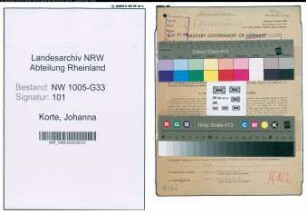 Entnazifizierung Johanna Korte , geb. 22.08.1891 (Lehrerin)