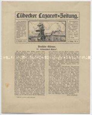 Mitteilungsblatt des Lübecker Landesausschusses für Kriegsverletzte mit einem Beitrag über Marschall Blücher