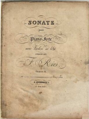 Sonate pour piano-forte avec violon ad libit. : oeuvre 81