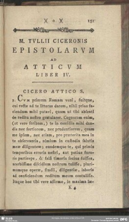Epistolarum Ad Atticum Liber IV