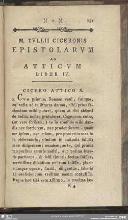 Epistolarum Ad Atticum Liber IV