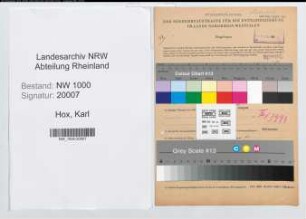 Entnazifizierung Karl Hox, geb. 13.03.1906 (Vertreter)