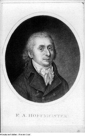 Franz Anton Hoffmeister. Stich von F. W. Nettling nach Nikolaus Lauer als Vorlage für den Lichtdruck