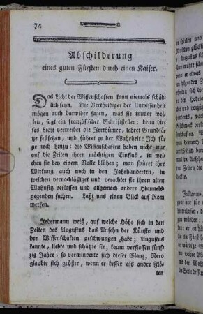 Abschilderung eines guten Fürsten durch einen Kaiser.