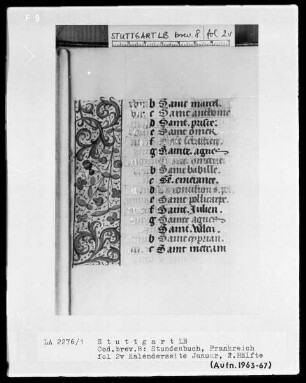 Lateinisch-französisches Stundenbuch — ---, Folio 2 recto - 13 versoTeilbordüre, Folio 2verso