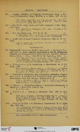 Numismatik (Nr. 865-873)