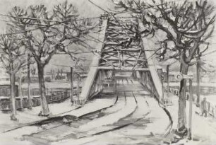 Dresden. Blasewitz-Loschwitzer Elbbrücke (Blaues Wunder) im Schnee