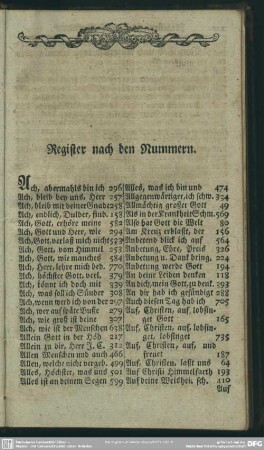 Register nach den Nummern