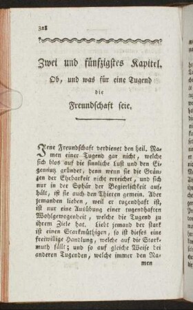 Zwei und fünfzigstes Kapitel. Ob, und was für eine Tugend die Freundschaft seie.