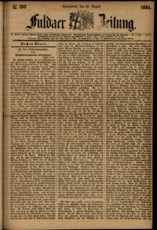 Ausgabe vom Samstag, den 23. August 1884.