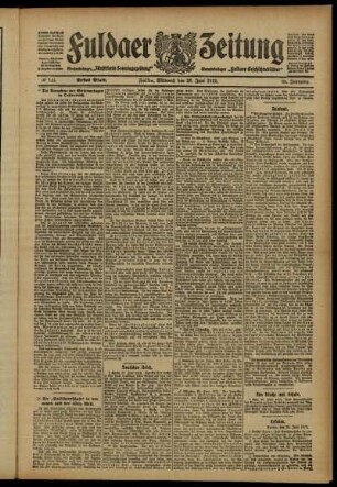 Erste Ausgabe vom Mittwoch, den 26. Juni 1912.