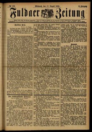 Ausgabe vom Mittwoch, den 17. August 1892.