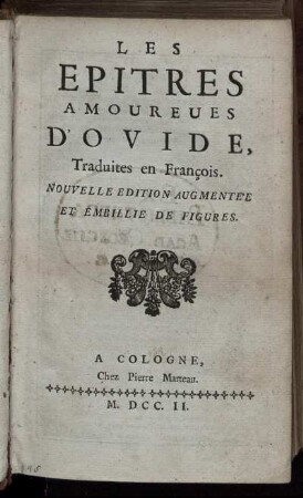 Les Epitres Amoureues D'Ovide,Traduites en François