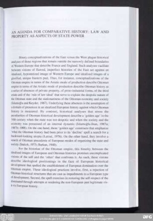 An Agenda For Comparative History: Law And Property As Aspects Of State Power