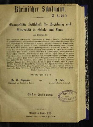 1: Rheinischer Schulmann - 1.1883