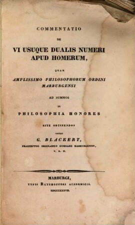 Commentatio de vi usuque dualis numeri apud Homerum