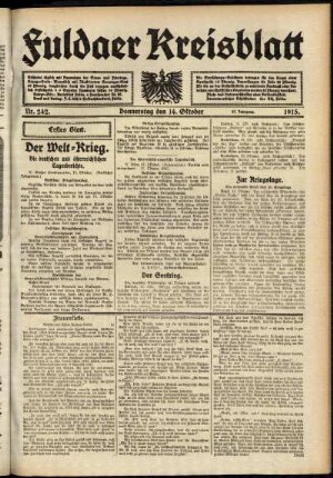 Erste Ausgabe vom Donnerstag, den 14. Oktober 1915.