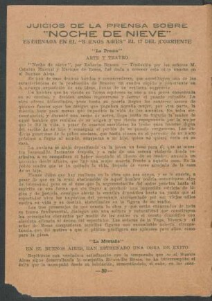 Juicios de la prensa sobre "Noche de nieve"