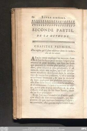 Seconde Partie. De La Méthode.