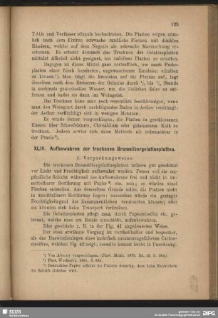XLIV. Aufbewahren der trockenen Bromsilbergelatine