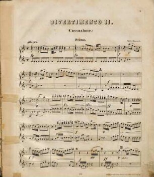 Drei Divertimenti für 2 Violinen, Viola, 2 Hörner u. Bass (Violoncell und Contrabass), 2. F-Dur