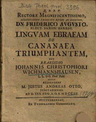 Lingvam Ebraeam De Cananaea Triumphantem