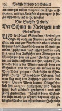 Die Sechste Arbeit/Der Schnitt in Niedrigen und Gedeckten/