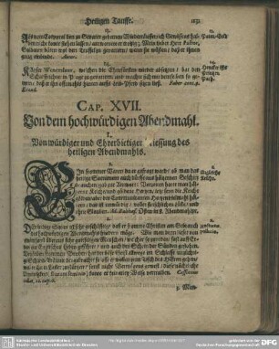 Cap. XVII. Von dem hochwürdigen Abendmahl