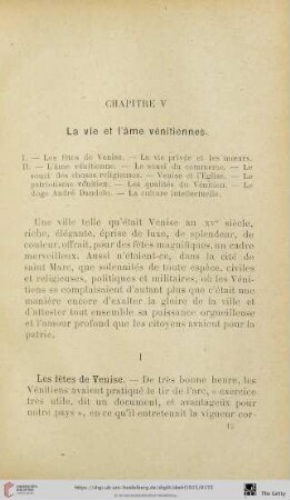 Chapitre V: La vie et l'âme vénitiennes