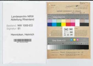 Entnazifizierung Heinrich Hennicken, geb. 17.12.1911 (Inspektor)