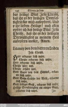 Litaney von dem bitteren Leiden Jesu Christi.