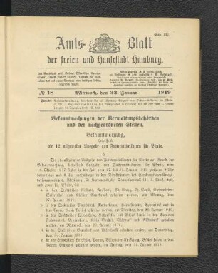 No.18, Mittwoch, den 22. Januar 1919